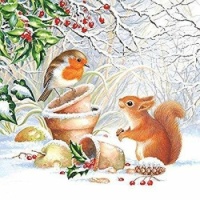 Seasonal Art - Winter - Robin & Squirrel