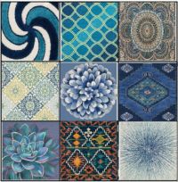 patchwork rugs in blue