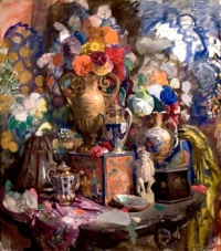 Nikolai Sapunov (Russian, 1880–1912), Flowers and Porcelain (1912)