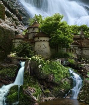 waterfall casle Poland