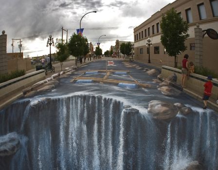 Riverstreet River Waterfall - 3d Chalk Art - By Edgar Mueller