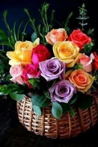 A basket full of roses  for Jigidi´s birthday