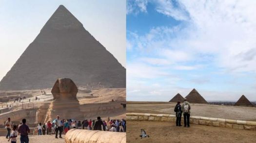 Solve The Pyramids of Giza, Cairo then and Now jigsaw puzzle online ...