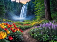 Wild Flowers by The Waterfall