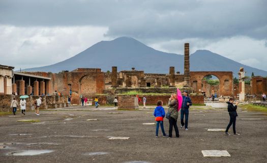 in 79 AD, Mount Vesuvius erupted, devastating the Italian city of Pompei