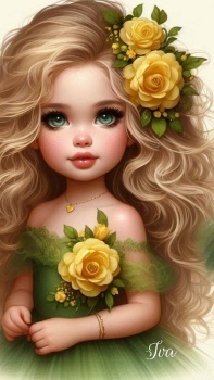 menina com rosas amarelas