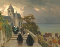 Viktor Ivanovich Zarubin (Ukrainian/Russian, 1866–1928), Breton Women on Their Way to Mass (1919)