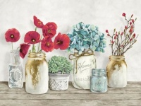 Floral Composition with Mason Jars