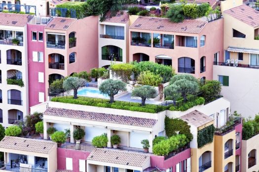 Colorful Buildings with Roof Gardens ~ Port de Fontvieille, Monaco