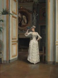 Gunnar_Berndtson_-_Woman_with_a_Bird_at_the_Castle_of_Maison_Laffitte_-_A_II_1538_-_Finnish_National_Gallery