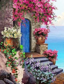 Old Blue Door by the Mediterranean...