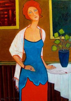 Lady Standing by Table  - Krystyna Ruminkiewicz