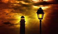 Lighthouse and lamplight contrast