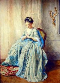 Louis Emile Adan (1839-1937) - Young Woman with a Rose