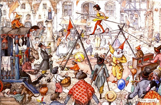 ANTON PIECK 行進する人々 絵画 Solve The Circus jigsaw puzzle online with 96 pieces