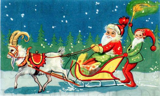 Father Christmas and his Goat-Drawn Sleigh