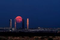 moonrise above Madrid, Spain