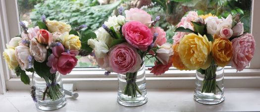 roses in vases