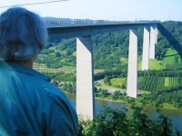 Mosel bridge, Germany + my wife.