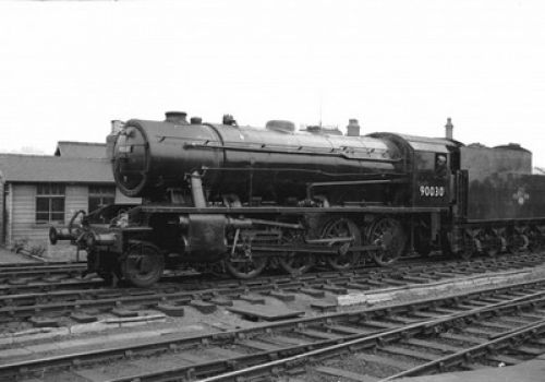 an austerity 8f outside doncaster shed.
