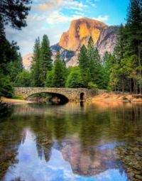Half Dome Reflection At Stoneman Bridge -- Yosemite National Park...