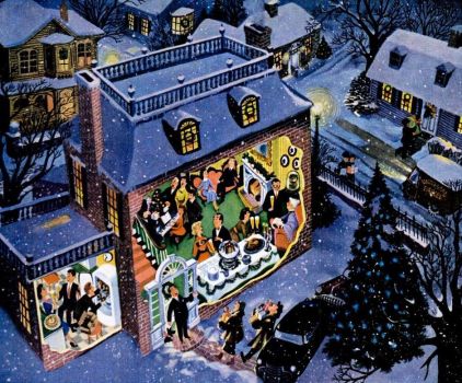 Holiday Buffet, art by Frederick Siebel.
