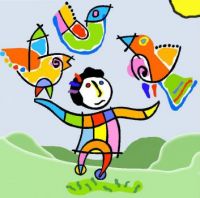 Theme, birds: bird juggling