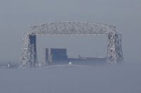 Duluth Aerial Bridge in fog
