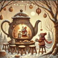Seasonal Art - Winter - Cosy Creatures - Teapot snowy home 1 (9 - 144 Pieces)