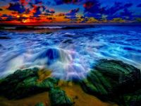 Ocean sea beach sunset waves wallpaper background
