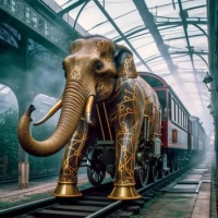 Elephant steam train