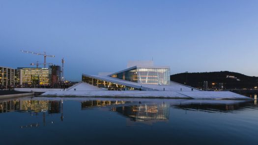 Oslo.The opera house at dusk