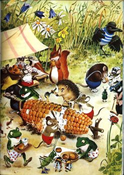 Solve Tony Wolf Illustration Woodland Folk Make Dessert jigsaw puzzle  online with 88 pieces