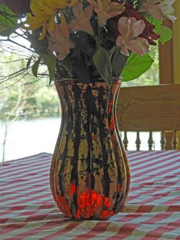 Beautiful vase with sun shining through