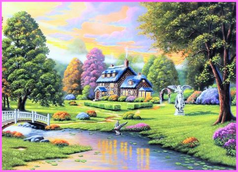 Solve Cottage Creek jigsaw puzzle online with 315 pieces