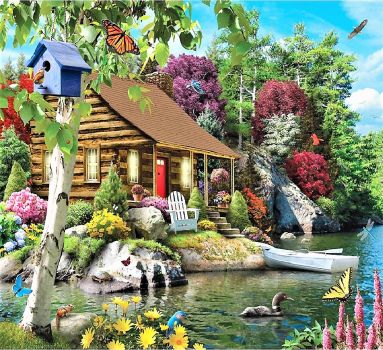 Solve Cabin By The Lake jigsaw puzzle online with 342 pieces