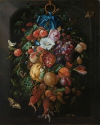 Festoon of Fruit and Flowers (1660 - 1670) by Jan Davidsz de Heem