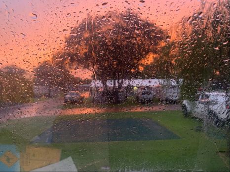 Albany sunrise through the rain and the windscreen