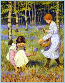 Girls Picking Bluebells (mini)