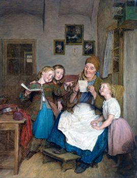 Ferdinand Georg Waldmuller - Grandmother with three Grandchildren, 1854