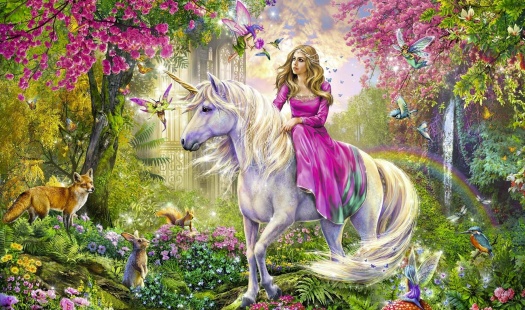 Solve PUZZLE - Princess And Unicorn jigsaw puzzle online with 594 pieces