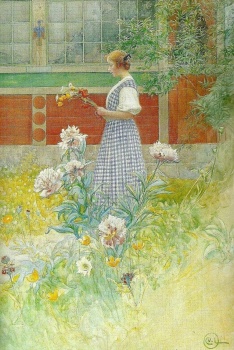 Solve Carl Larsson, Lisbeth with peonies, 1908 :-) jigsaw puzzle online ...