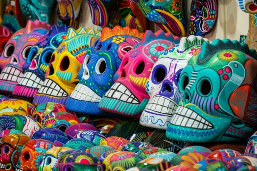 Solve Colorfully decorated skulls, which are iconic symbols of Día de ...
