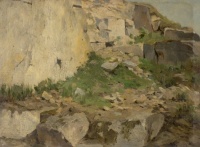 Study of Rocks, Lajos Csordak, ça. 1900, Oil on Board