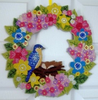 Crafts - Crystal Art / Diamond Painting - Spring Wreath with Nesting Bird