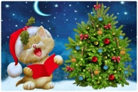 Cute Kitten Sings a Christmas Carol