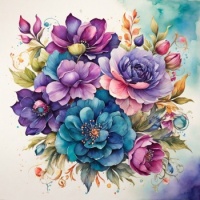 Jewel-Tone Watercolor Flowers
