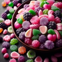 Bowl of fruit candies