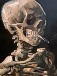 Skull of a Skeleton with Burning Cigarette by Vincent Vogh