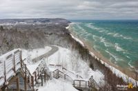 "Inspiration Point" A beautiful view of Lake Michigan's snowy shoreline near Arcadia, MI.
